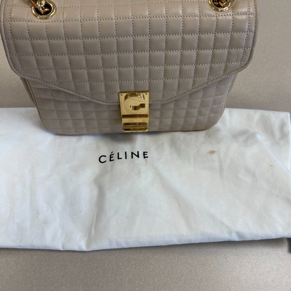 CELINE C Chain Quilted Calfskin Leather Shoulder Bag - Nude - Preowned - Picture 16 of 16